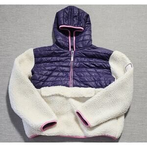 Ivory Ella Hooded Puffer Sherpa Fleece Half Zip Pullover Jacket Women’s Size M